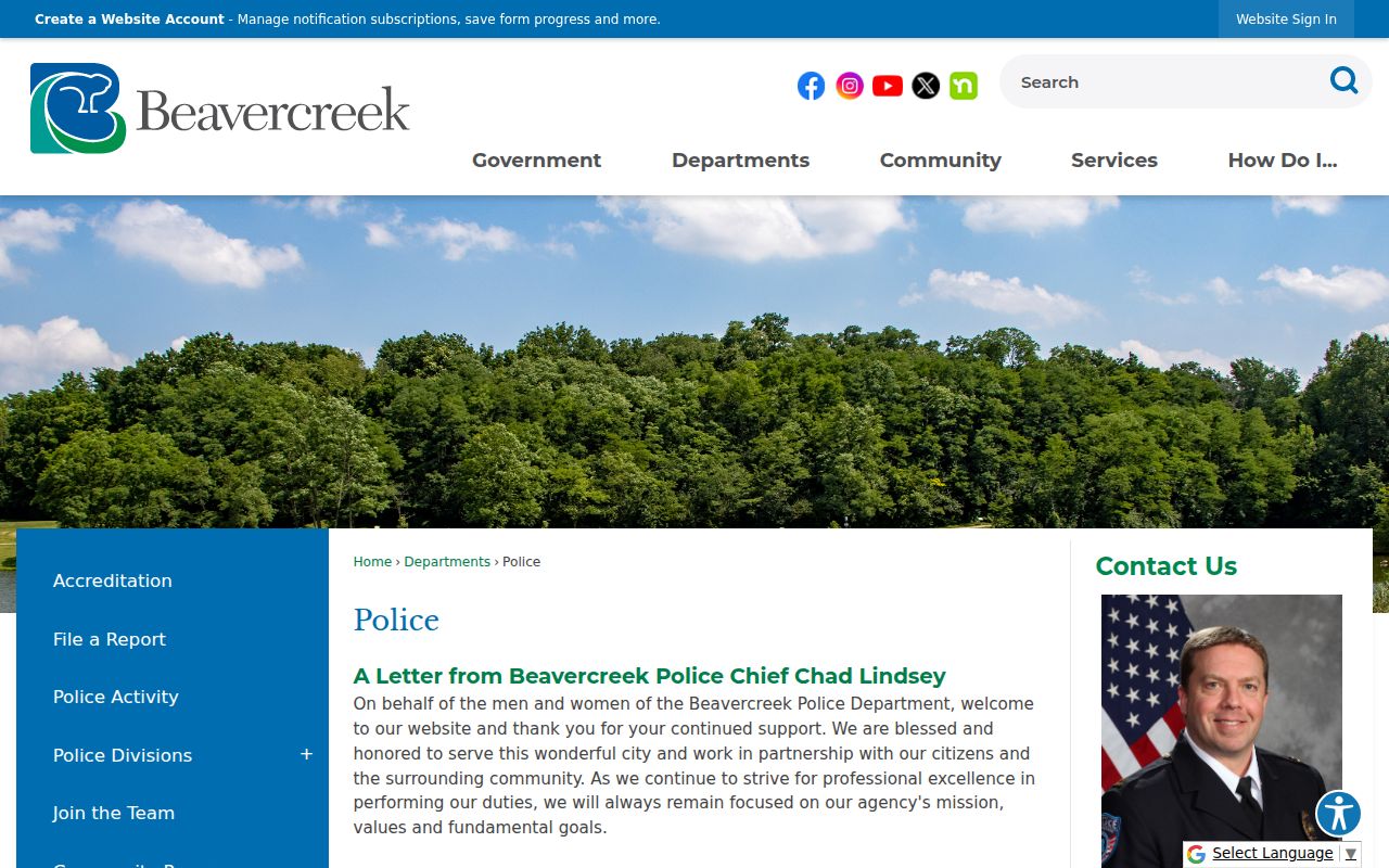 Beavercreek Police Department page for Beavercreek booking reports