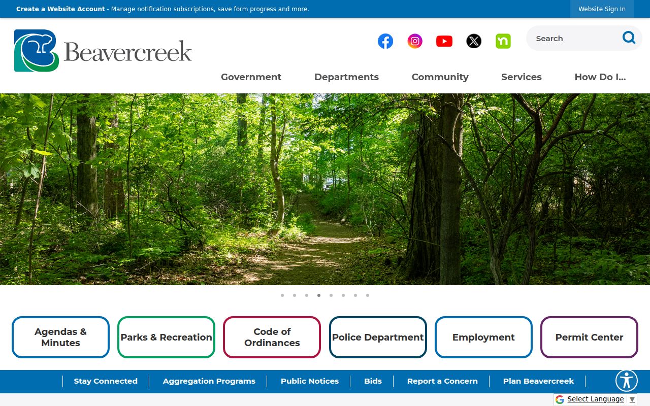 City of Beavercreek website for Beavercreek booking reports