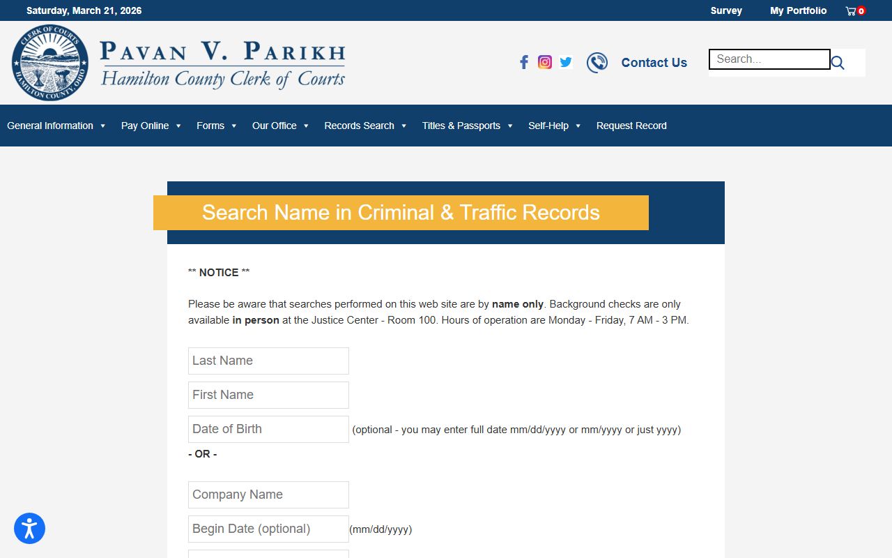 Cincinnati booking reports Hamilton County Clerk of Courts online records search