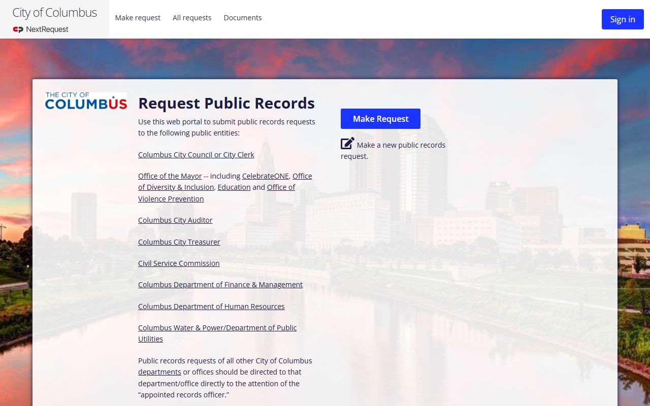 Columbus booking reports public records request portal