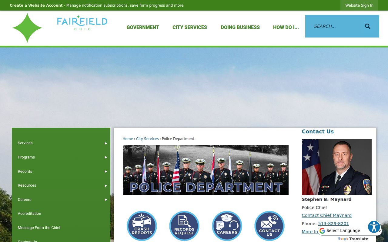 Fairfield Police Department page for Fairfield booking reports