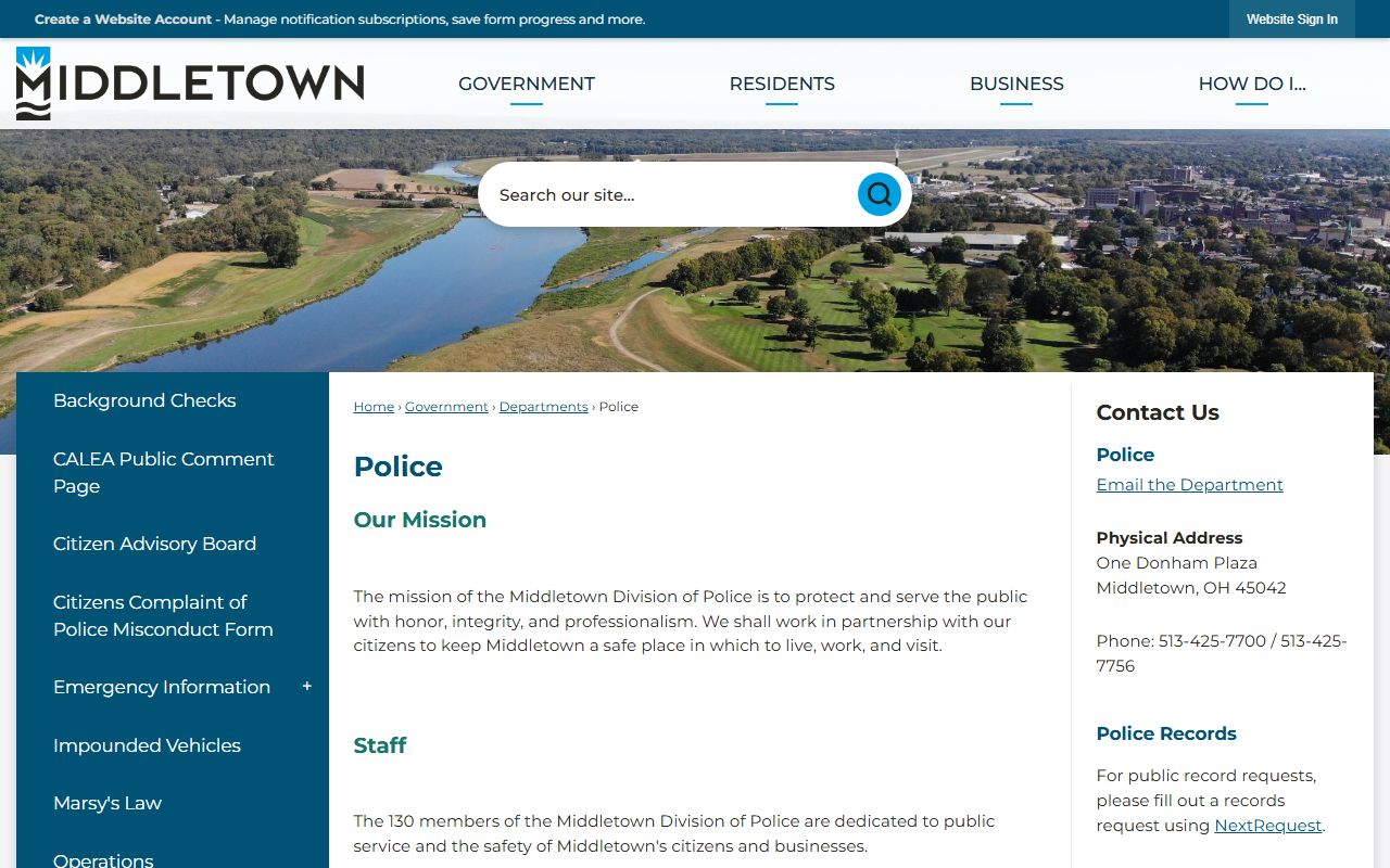 Middletown booking reports police department website