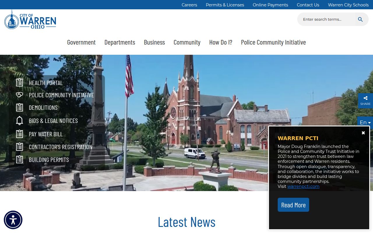 City of Warren website for Warren booking reports