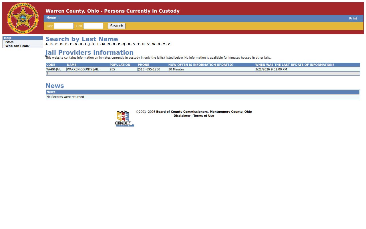 Warren County Miami Valley Jails portal