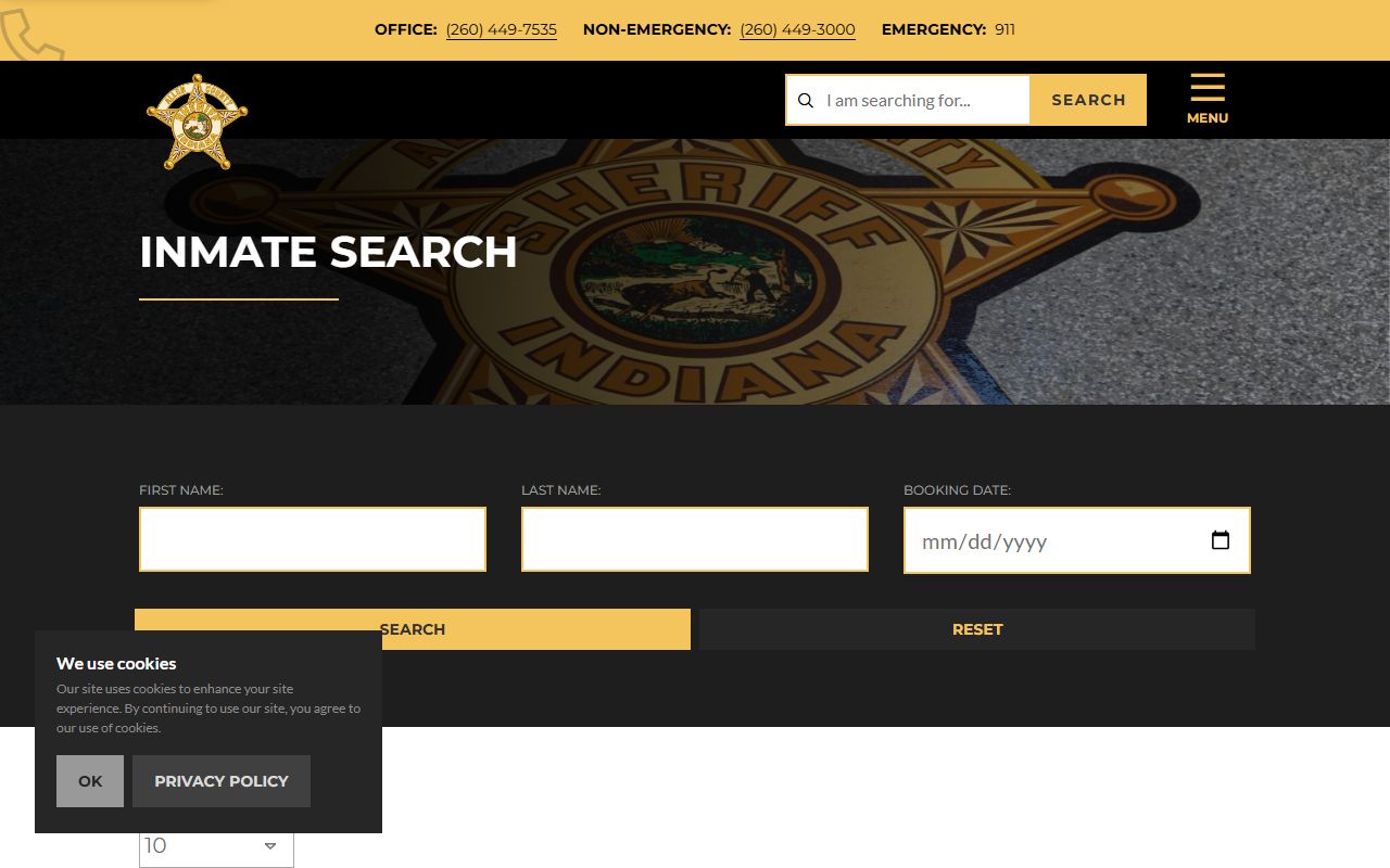 Allen County booking reports inmate search system