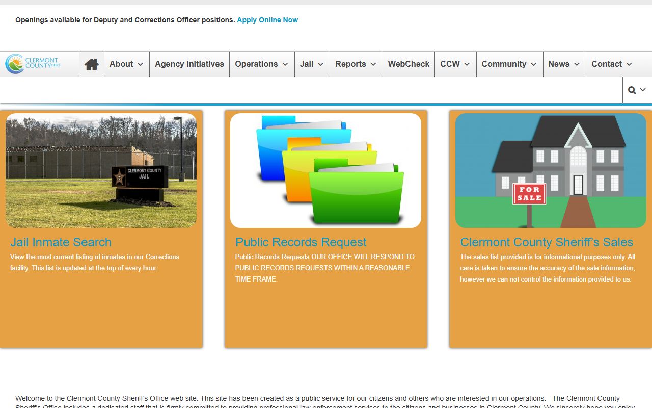 Clermont County booking reports sheriff's office website