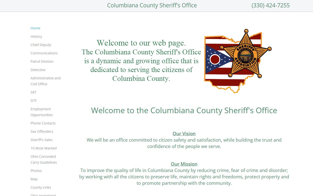 Columbiana County booking reports sheriff's office website