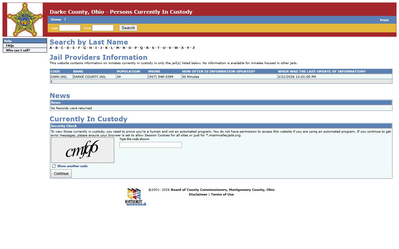 Darke County booking reports inmate search portal