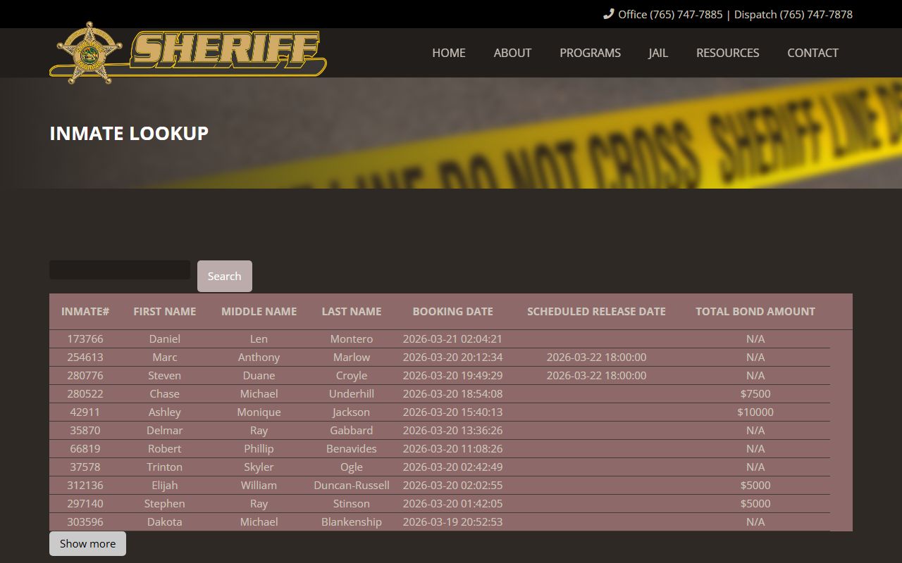 Delaware County booking reports inmate lookup page