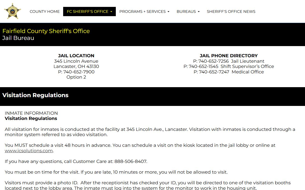 Fairfield County booking reports inmate search page