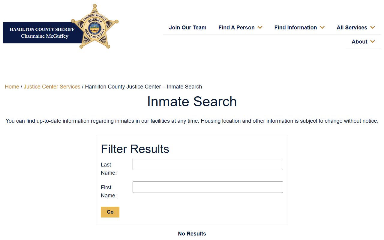 Hamilton County booking reports inmate search portal