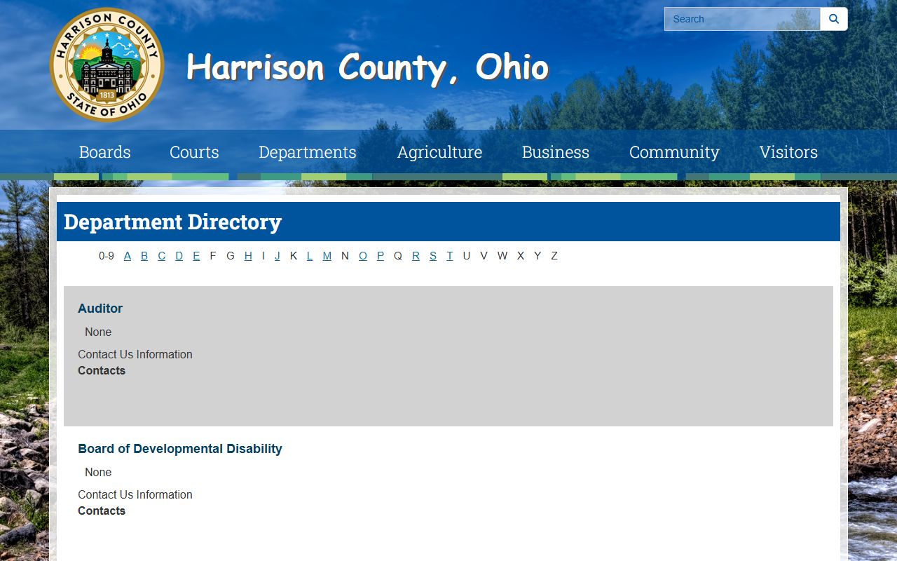 Harrison County booking reports county departments page