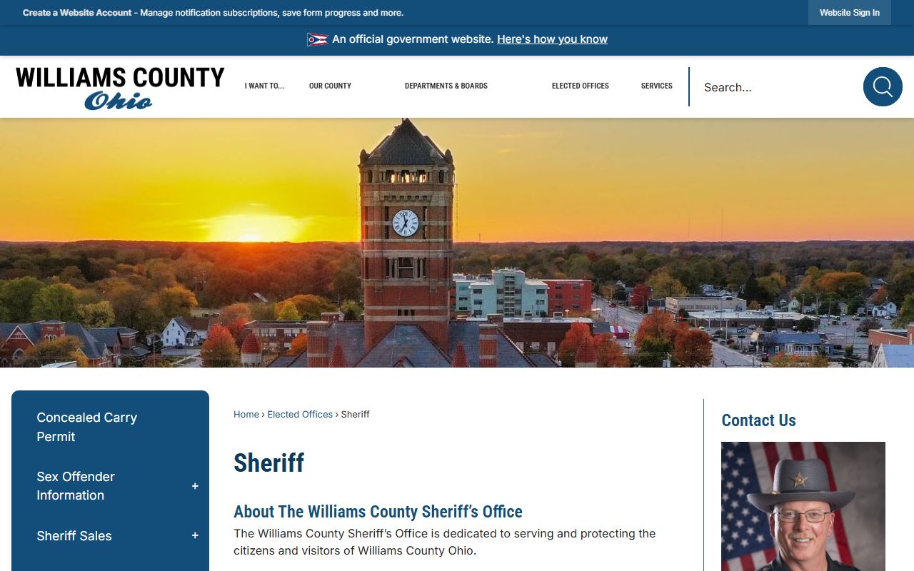 Williams County booking reports sheriff's office website