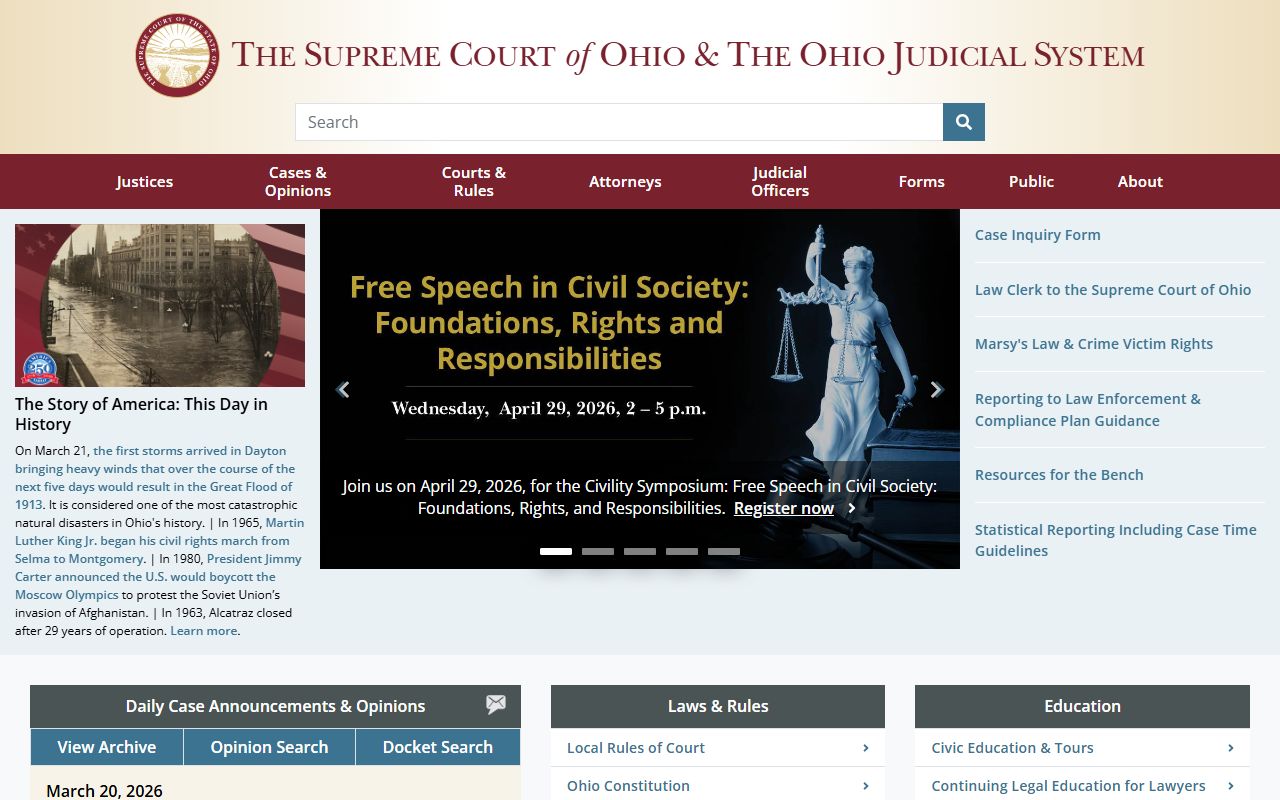 Ohio booking reports Supreme Court homepage